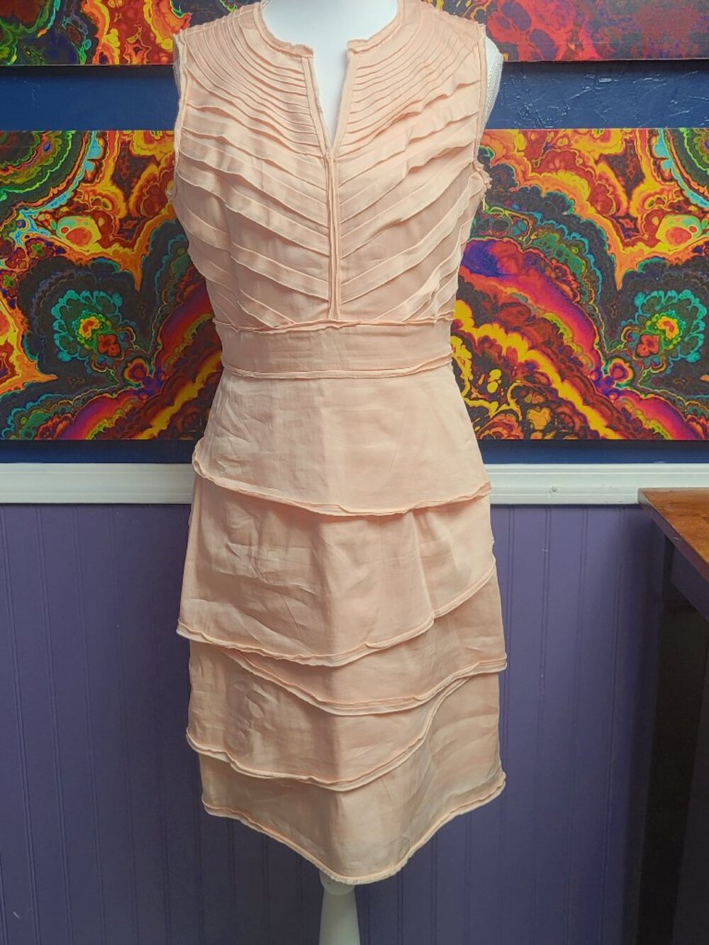 Antonio Melani ~ Sz 4 ~ Pleated & Ruffled Shift Dress ~ *Excellent Condition